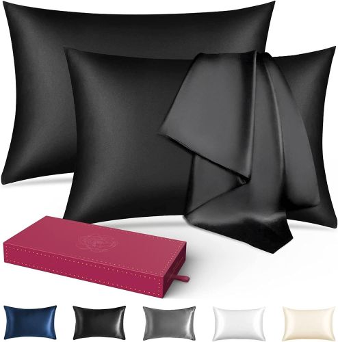 (2 Pack Black,Standard 20"x26")Silk Pillowcase for Hair and Skin (2 Pack Black,Standard 20"x26")Silk Pillowcase for Hair and Skin