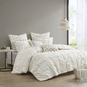 3 Piece Elastic Embroidered Cotton Duvet Cover Set (Color: as Pic)